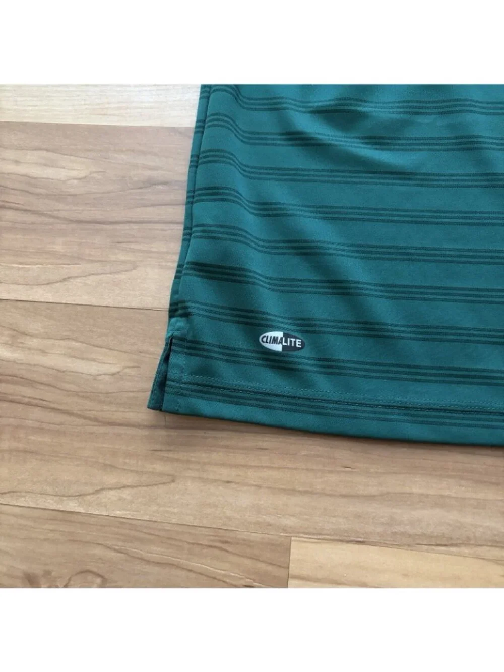 Adidas Climalite Mens XL Polo Shirt Emerald Green Stripe Short Sleeve